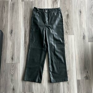Dark Green Faux Leather Pants